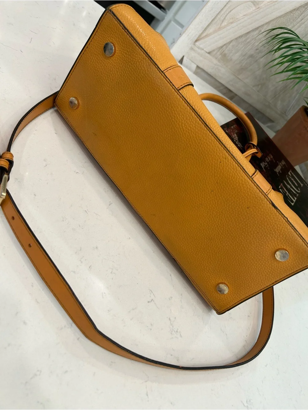 Michael Kors Tan Pebbled Leather Satchel with Chain Strap